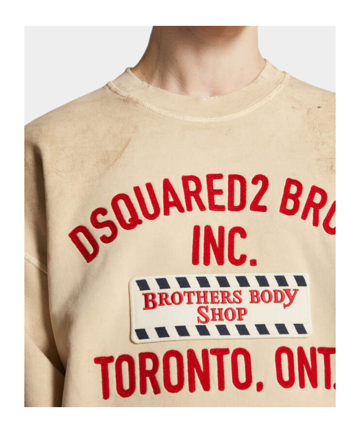 Dsquared2 Cotton Sweatshirt With Distressed Effect In Neutral