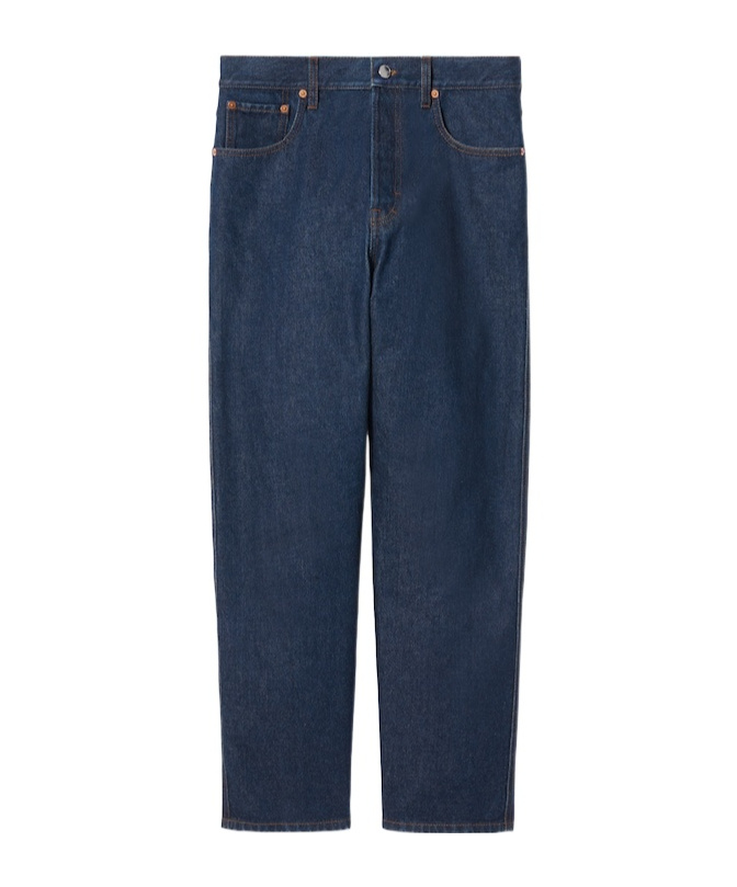 Gucci Denim Pant With Gg Embossed Detail In Blue