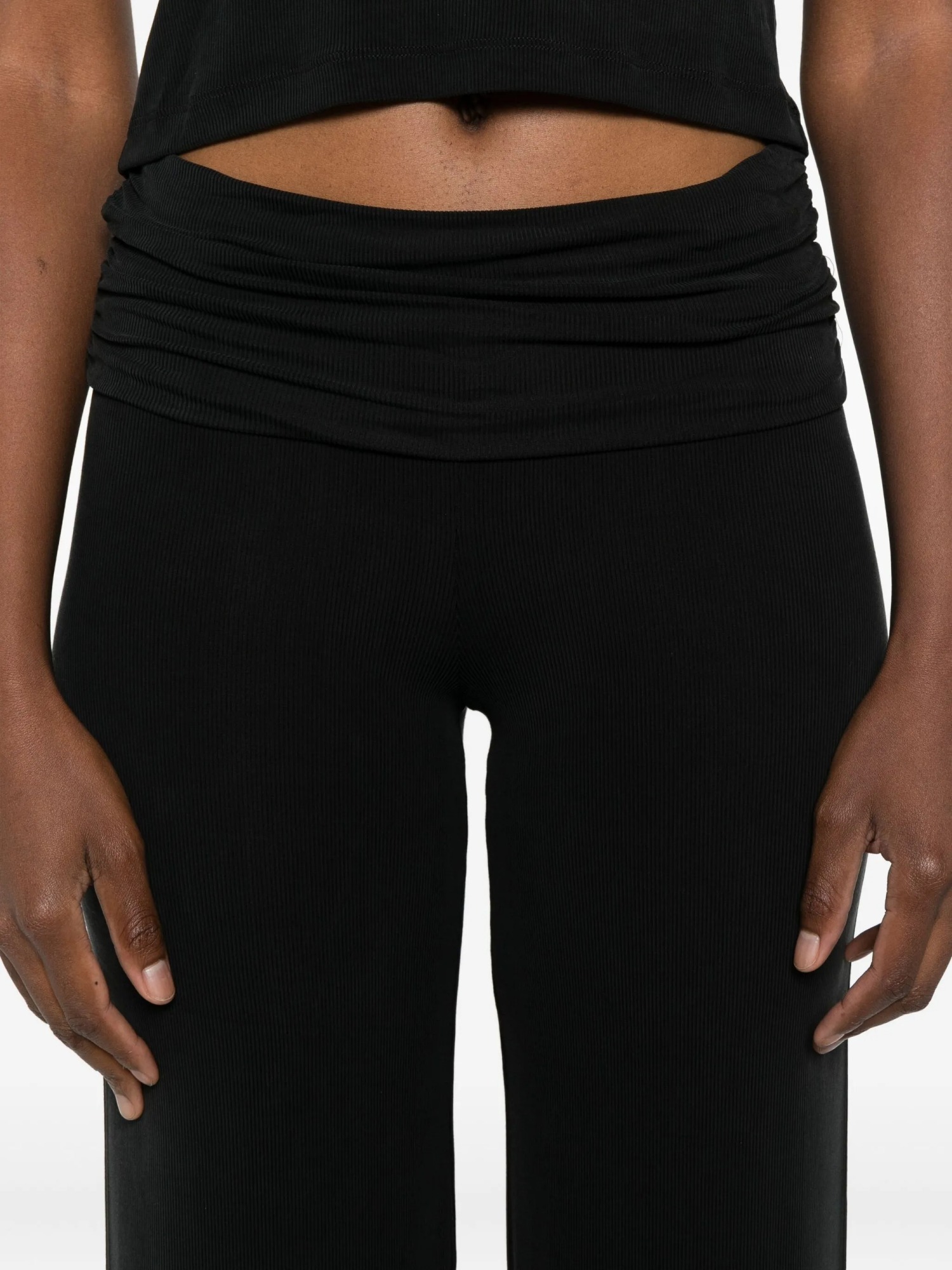 Aya Muse Ruched Fold Over Pants Clothing In Black