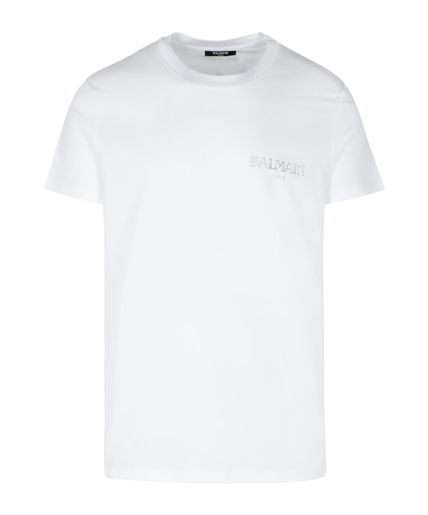 Shop Balmain Vintage Gel-logo T-shirt In White