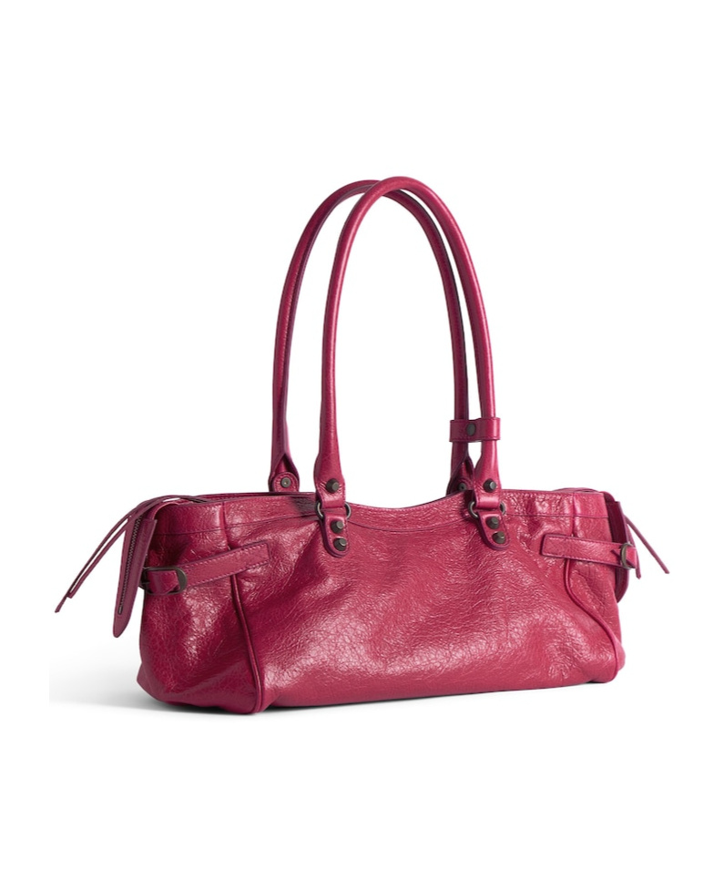 Balenciaga Women East West Leather Shoulder Bag In Pink
