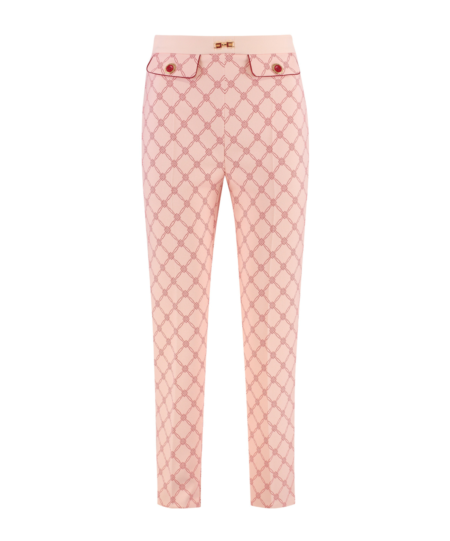 Elisabetta Franchi Geometric Pattern Slim Fit Trousers In Pink