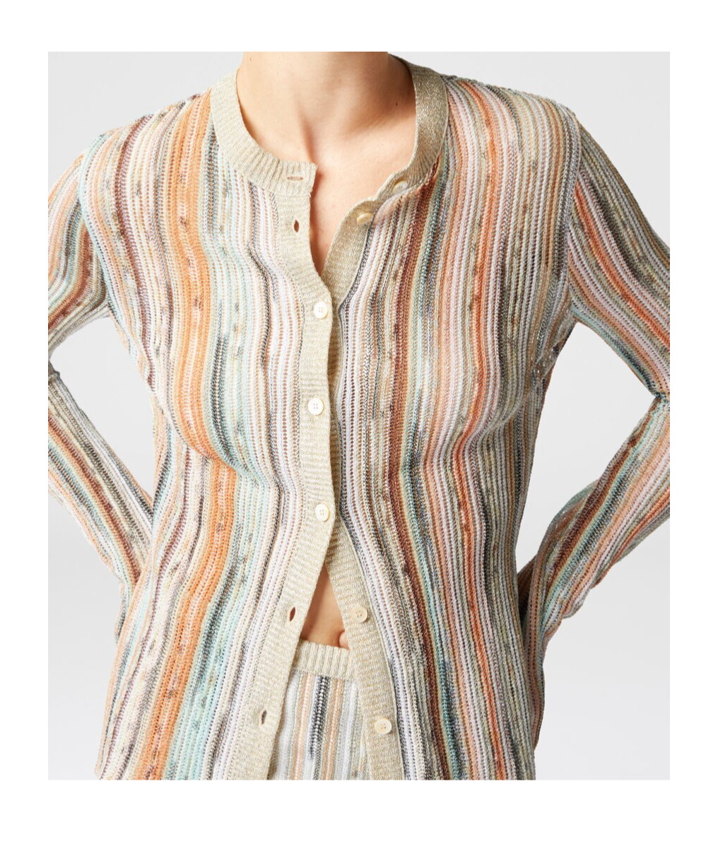 Missoni Striped Cardigan In Nude