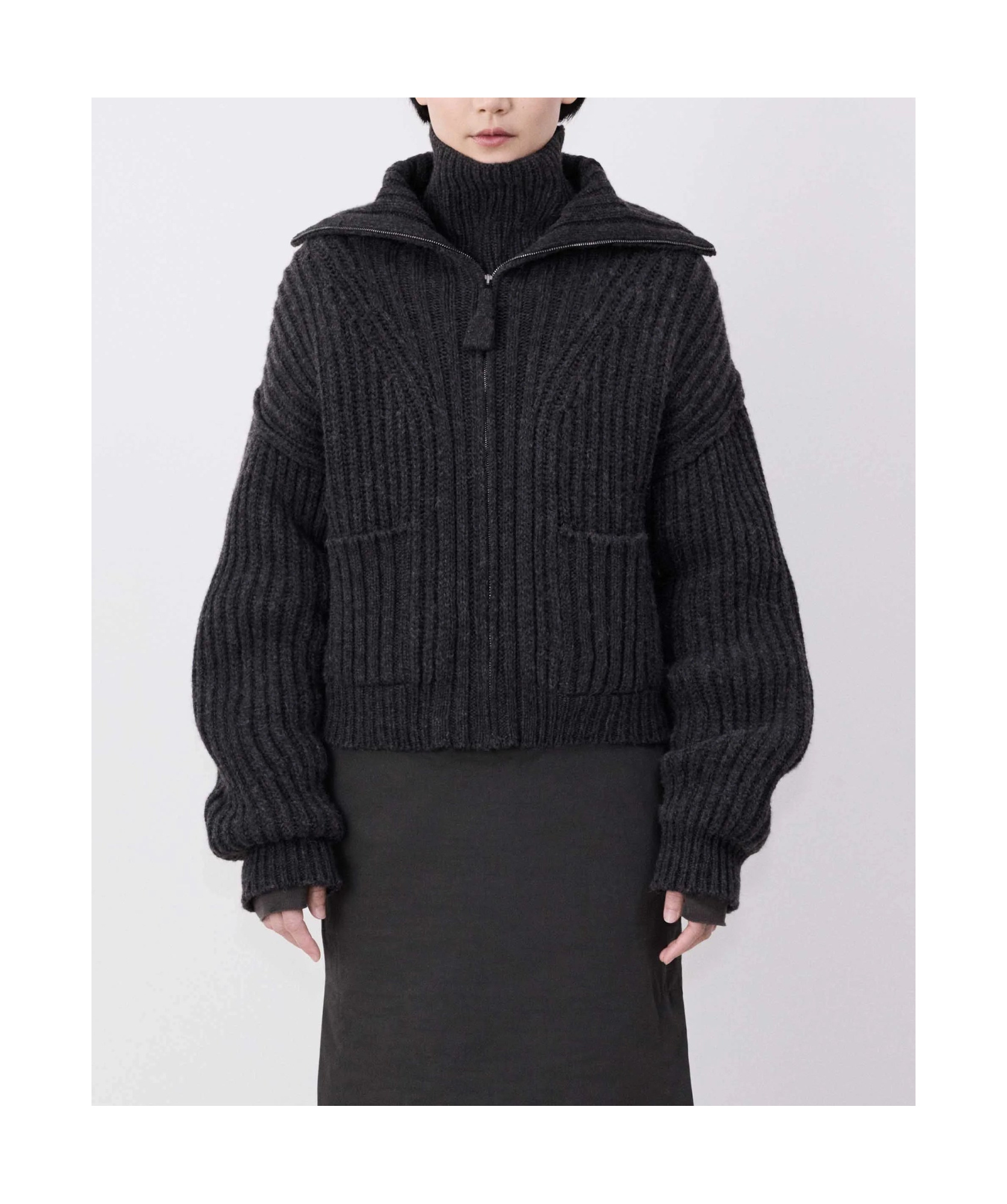 Lemaire Zippered Cardigan Knitted Cardigan In Black