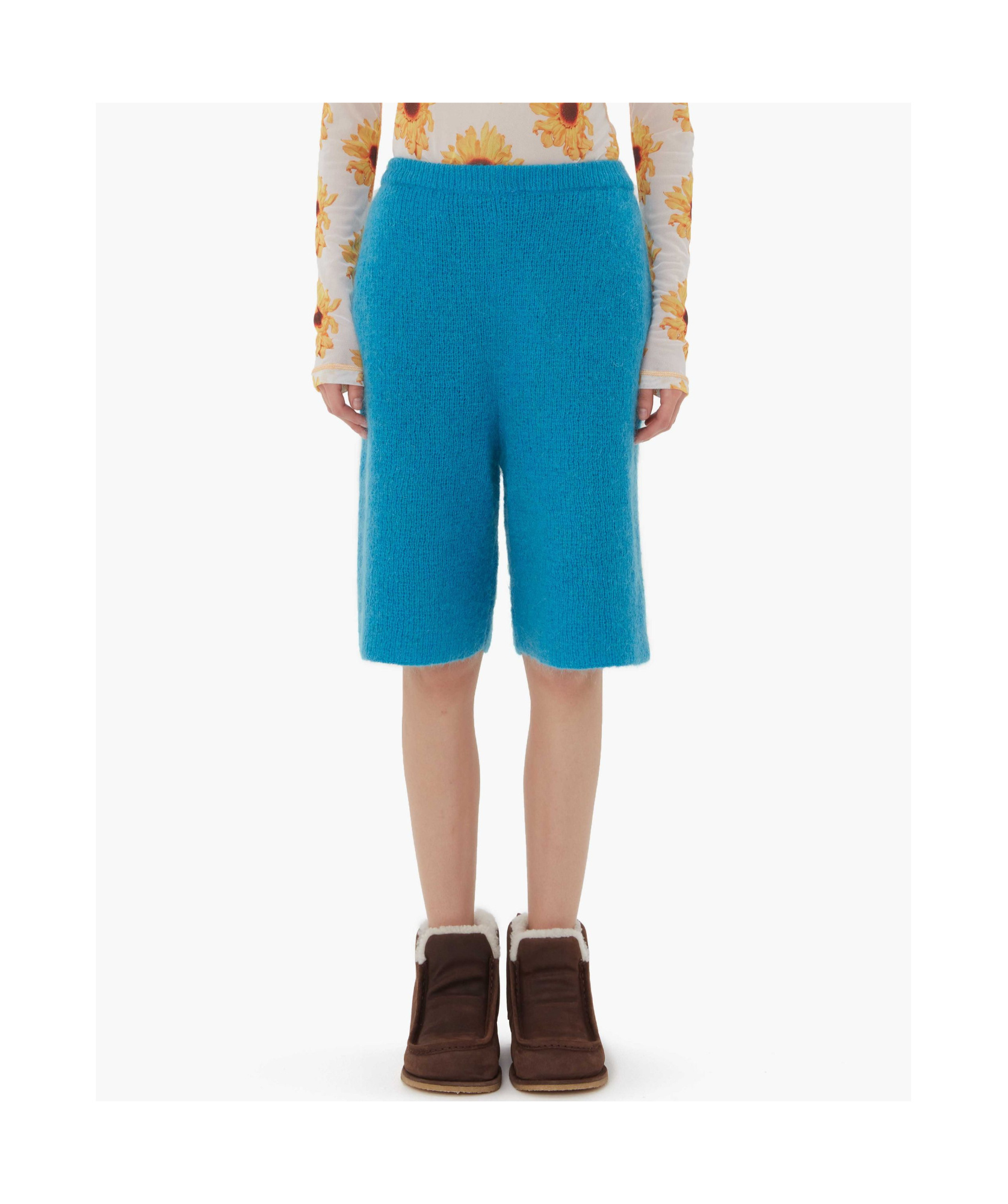 Jw Anderson Basketball-style Light Blue Knit Shorts<br/> In Blue