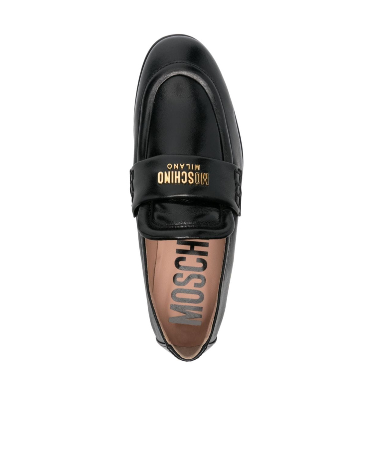 Moschino Leather Loafer Stitched Moc Polished In Black