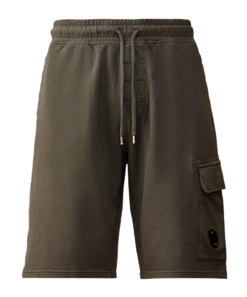 C.p. Company Lens-detail Cotton Track Shorts In Black