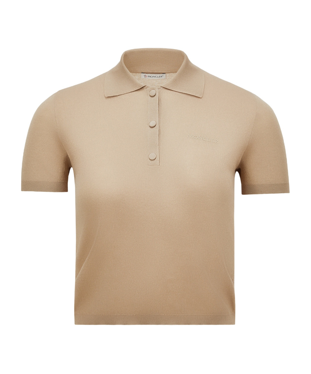 Moncler Short-sleeved Polo Shirt In Light Beige