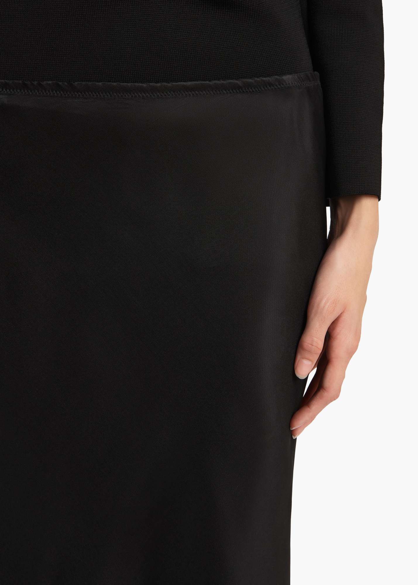 Khaite Layered Sheer And Lustrous Black Skirt