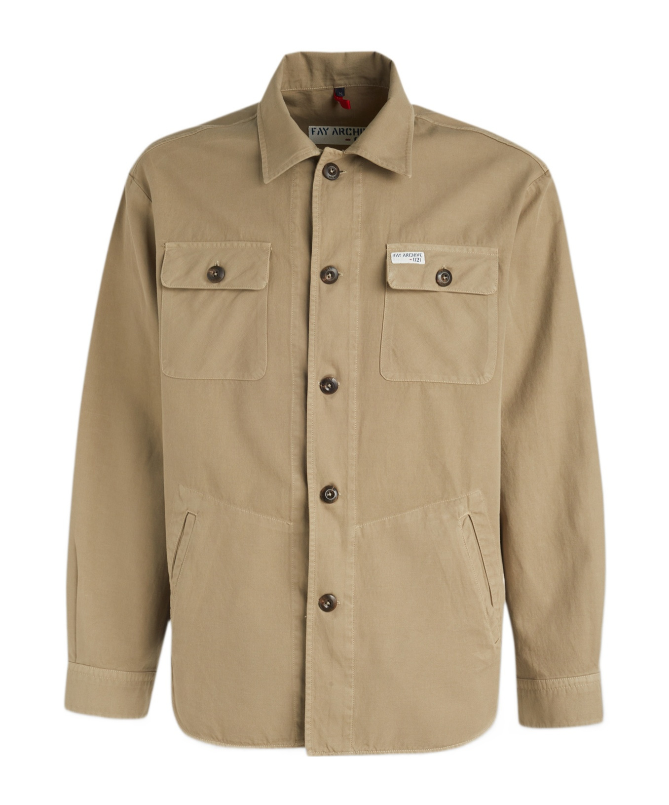 Fay Button-down Long-sleeve Shirt In Nude