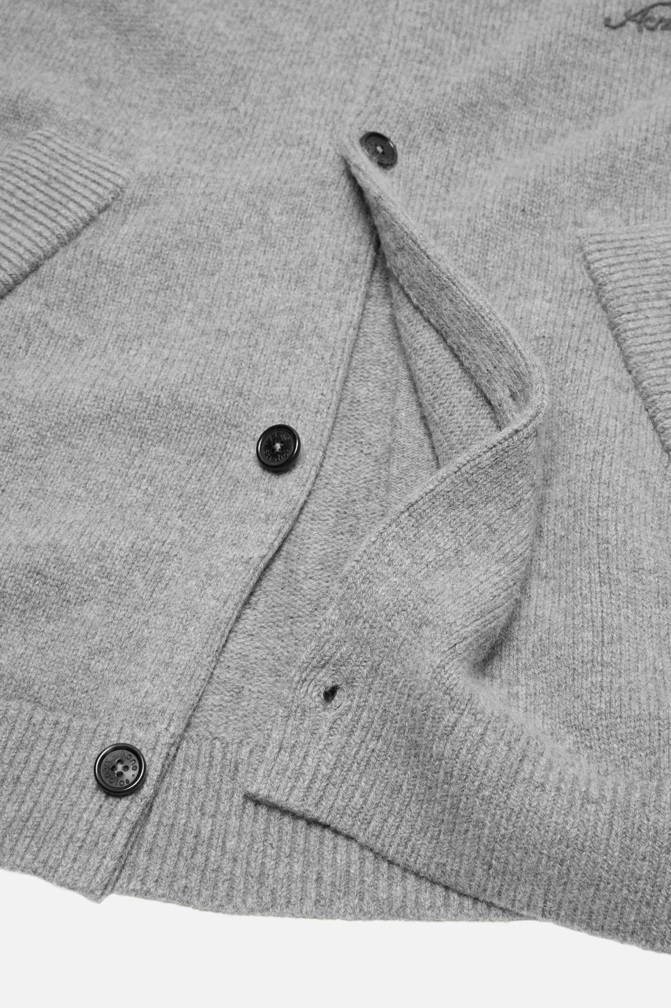 Acne Studios Relaxed-fit V-neck Cardigan With Button-down Front And Embroidered Detailing In Blue