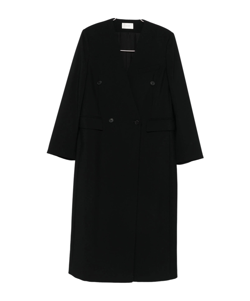 The Row Double-breasted Coat In Black