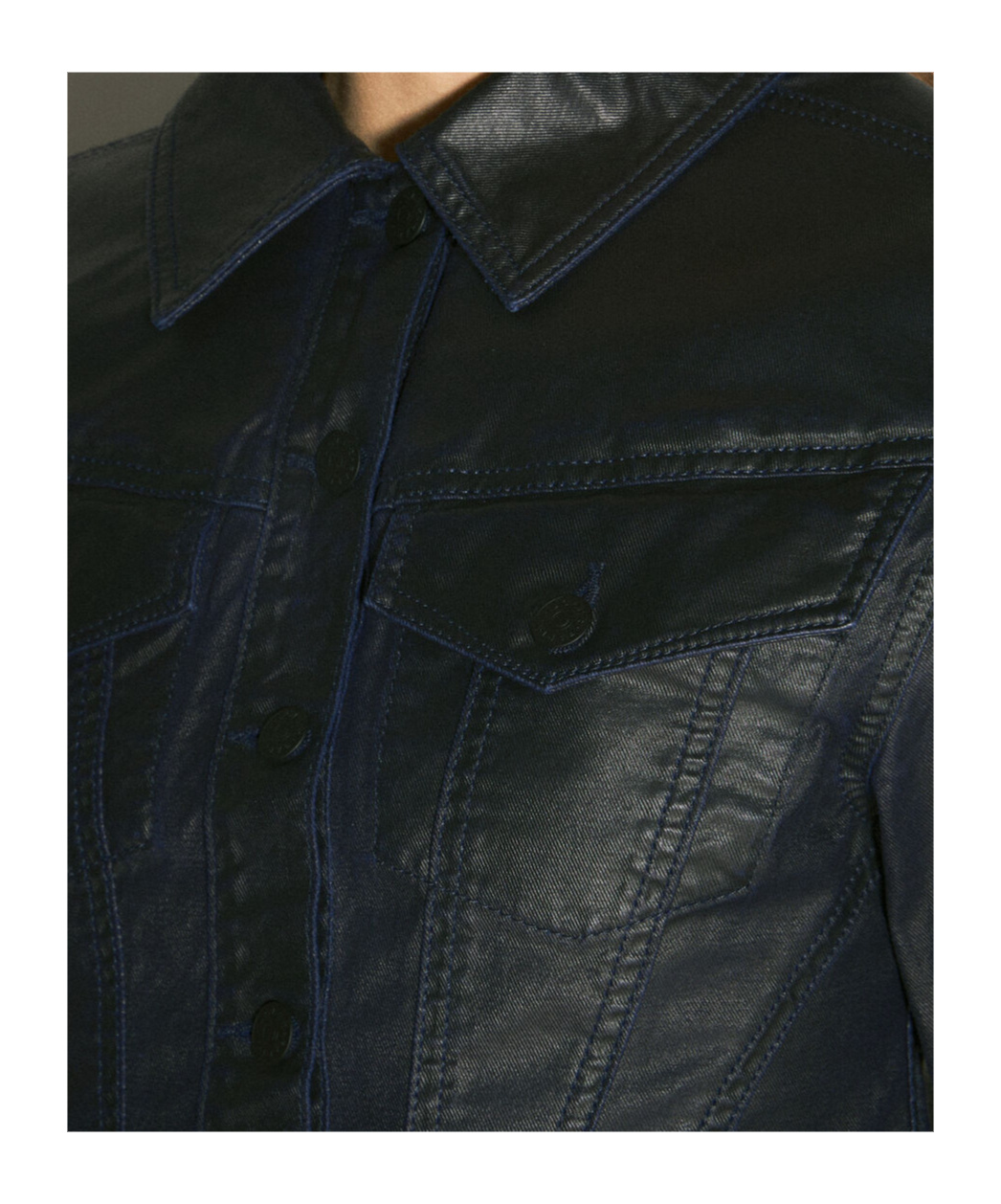 Mugler Waxed Denim Jacket In Black