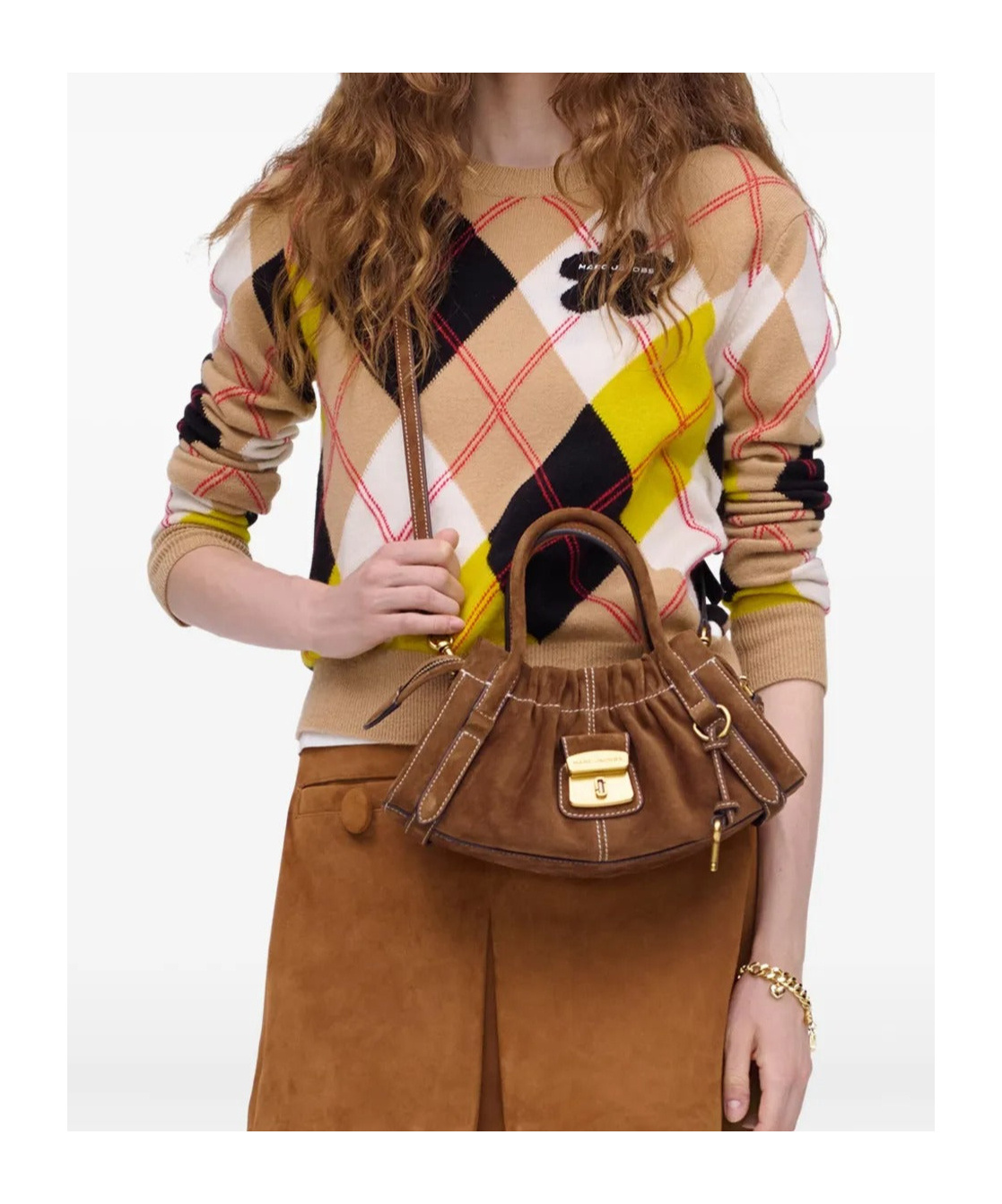 Marc Jacobs The Suede Cristina Small Satchel In Brown