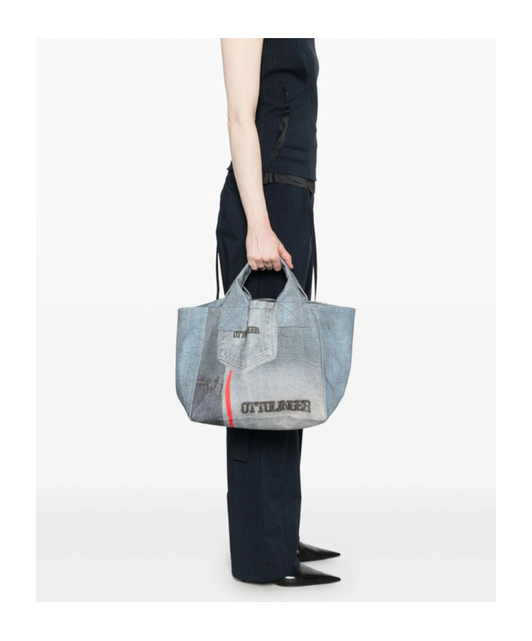 Ottolinger Denim Tote Bag In Gray