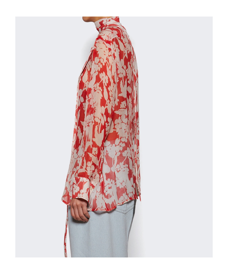 Victoria Beckham Pleated Patterned Shirt In Multi