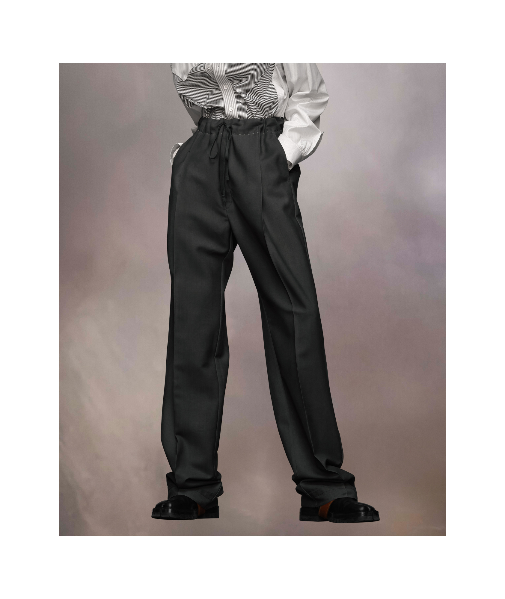 Maison Margiela Wool Mohair Trousers Woman Dark Avion In Black