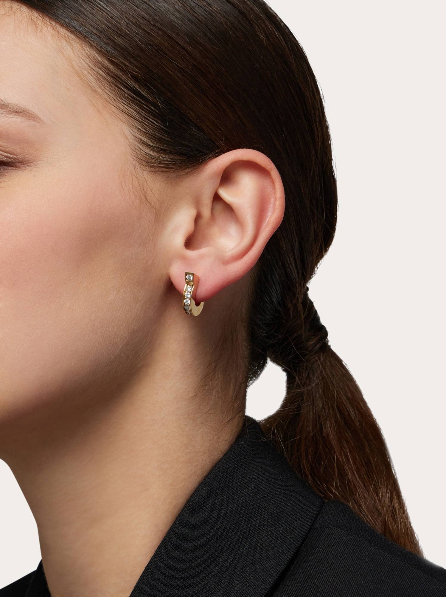 Ferragamo Gancini Crystal Hoop Earrings In Yellow