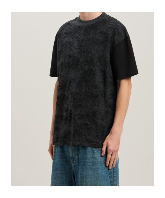 Palm Angels Palms Curved Black Cotton Blend T-shirt In Black