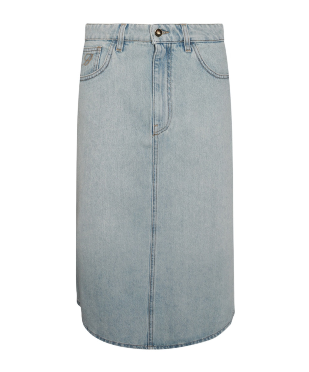 Blumarine Blue Cotton Denim Skirt In Gray