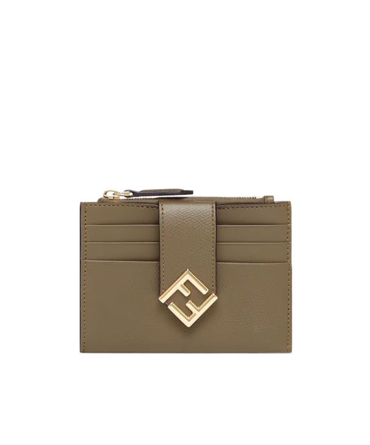Fendi Ff Diamonds Zipper Clip In Brown