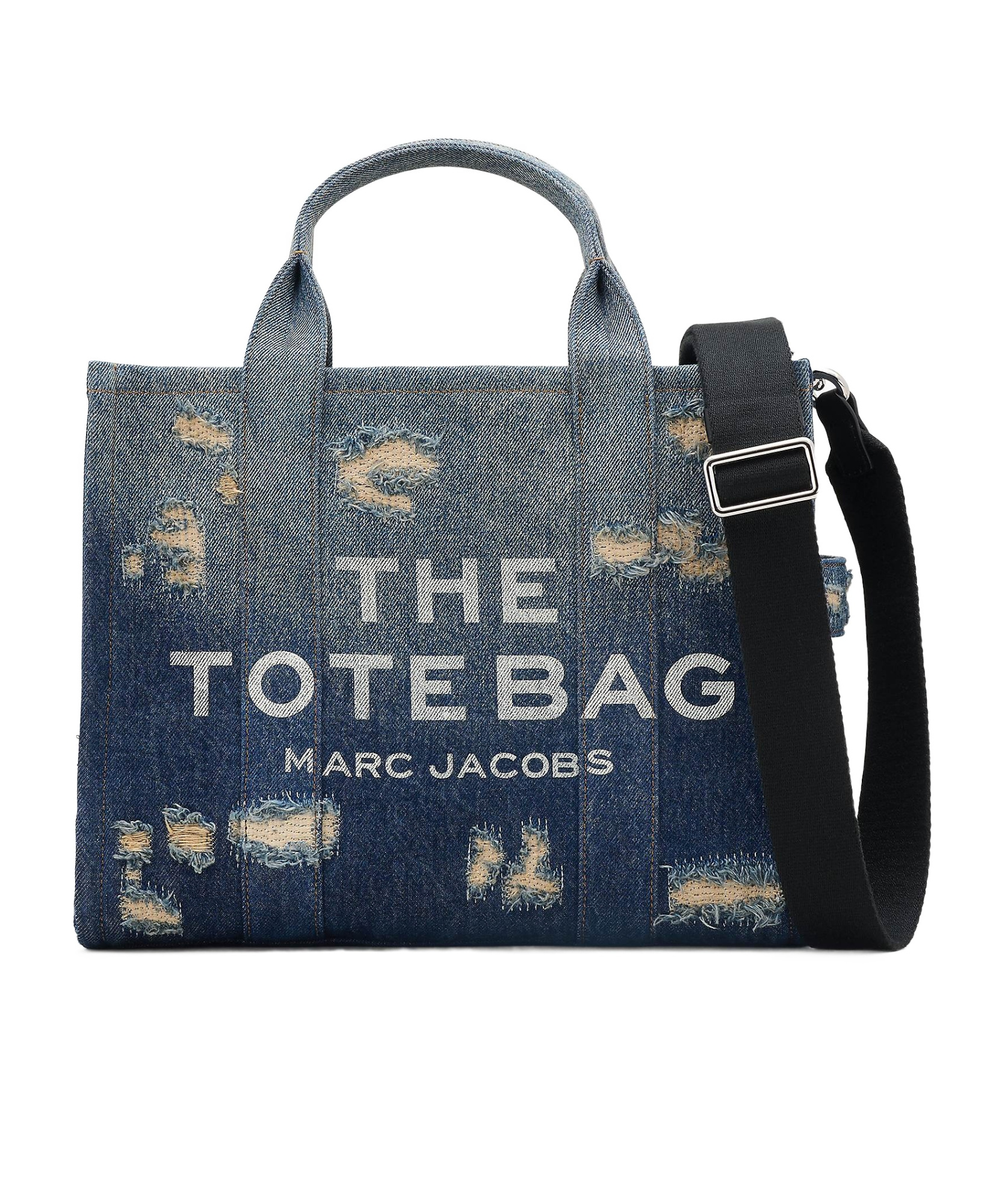 Marc Jacobs The Denim Medium Rip And Repair Tote Bag In Black
