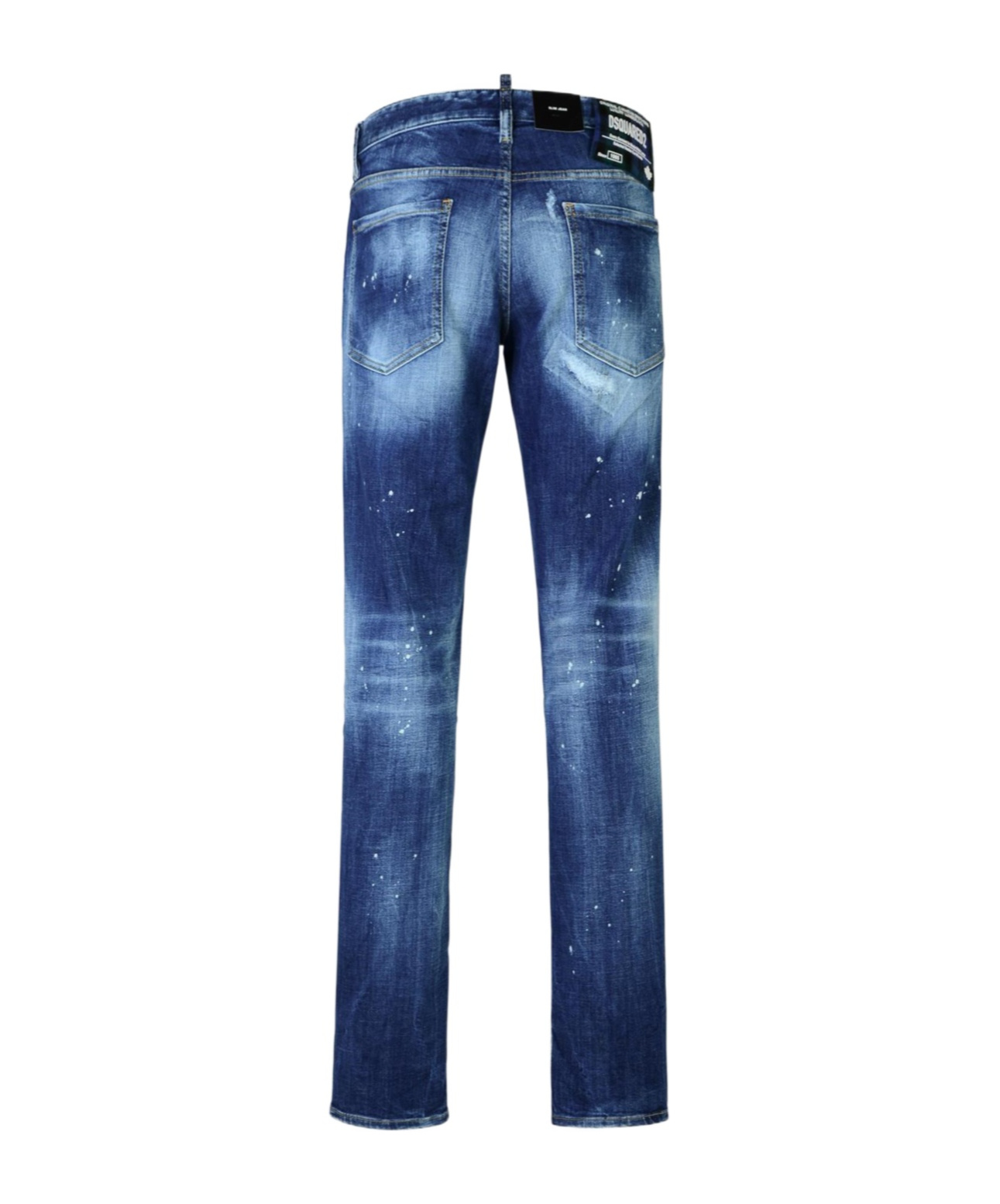 Dsquared2 Cotton Blend Distressed Effect Tapered Leg Trousers In Blue
