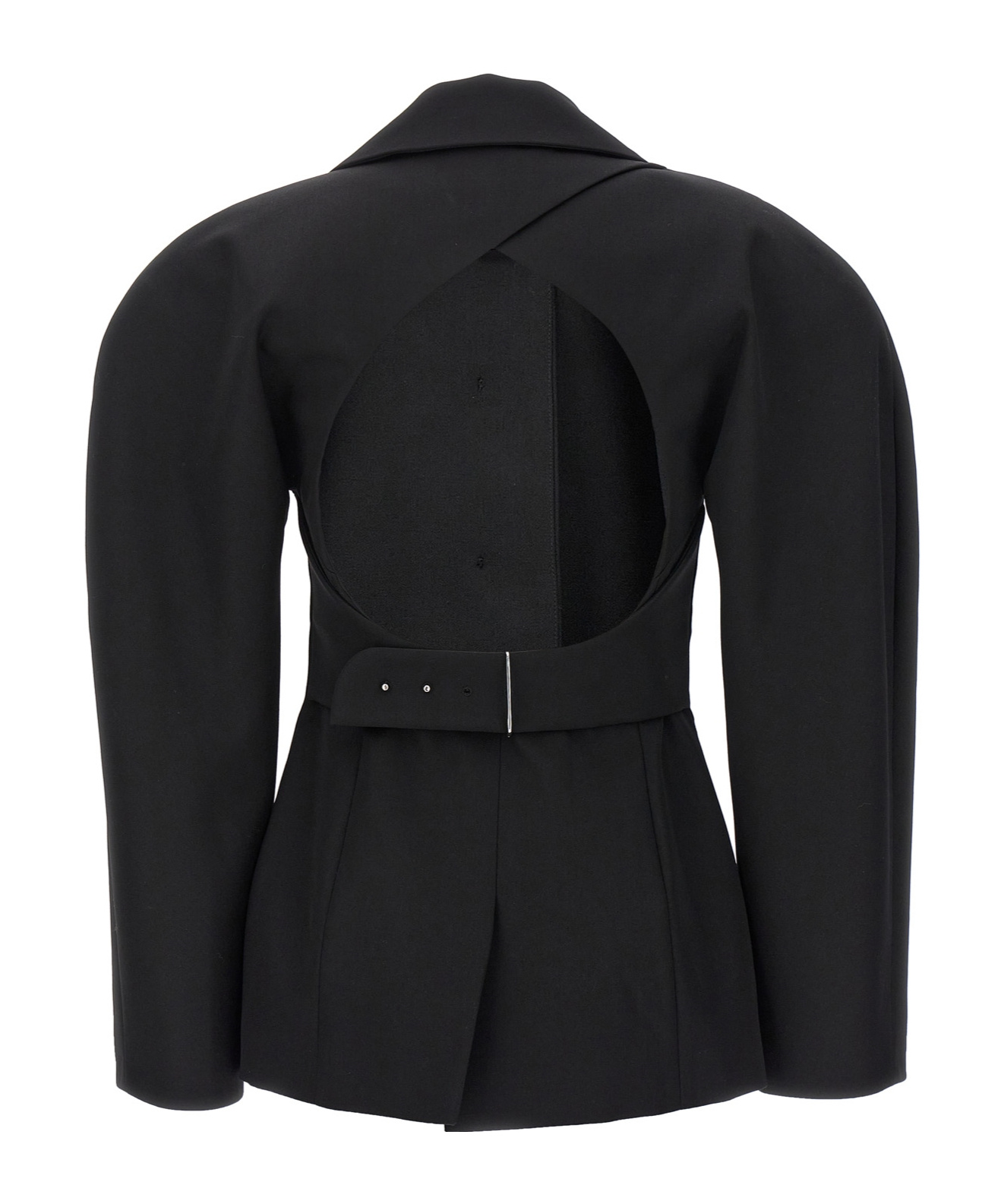 Jacquemus Belted Backless Casual Jacket In Black