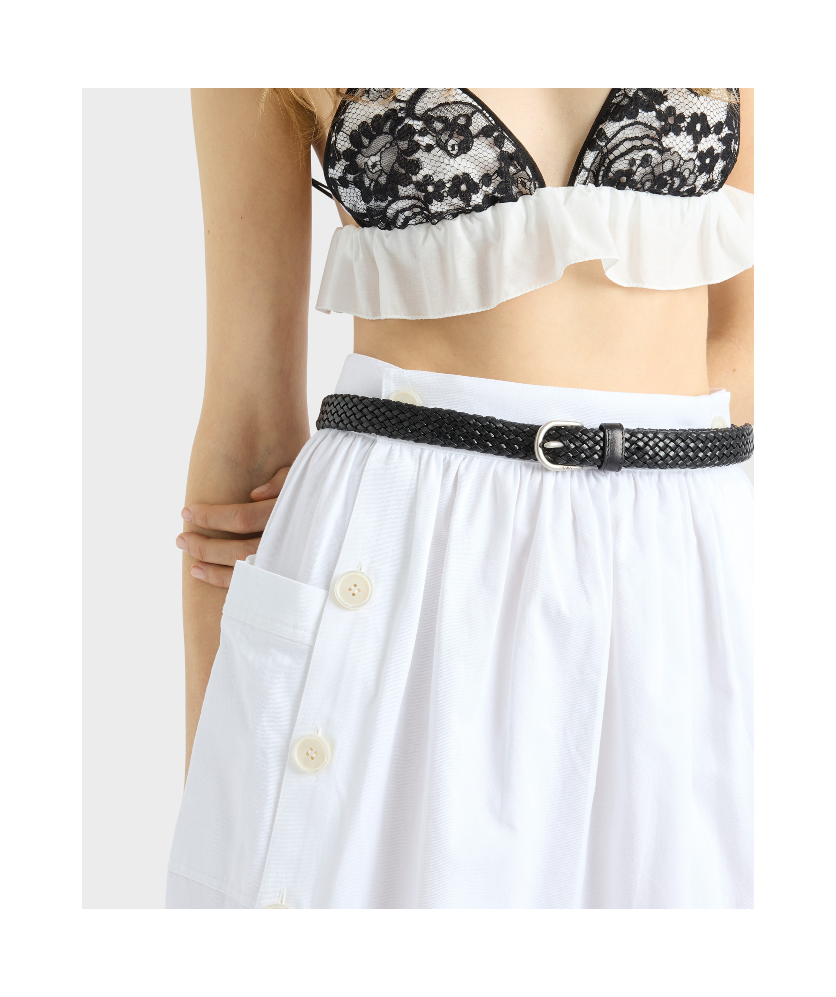 Prada Soft Cotton Gabardine Skirt In White