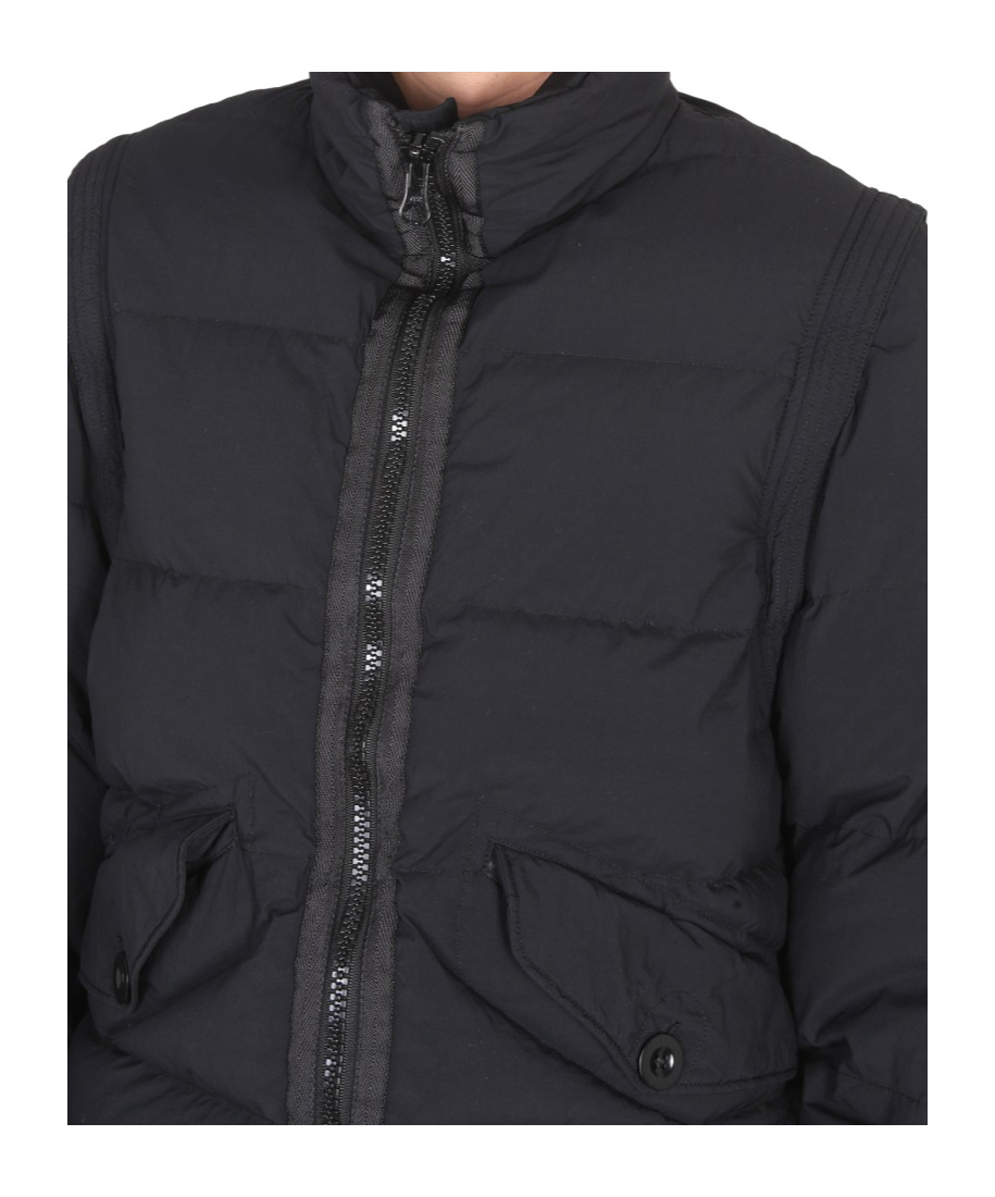 Ten C High-neck Zipped Padded Jacket In Black