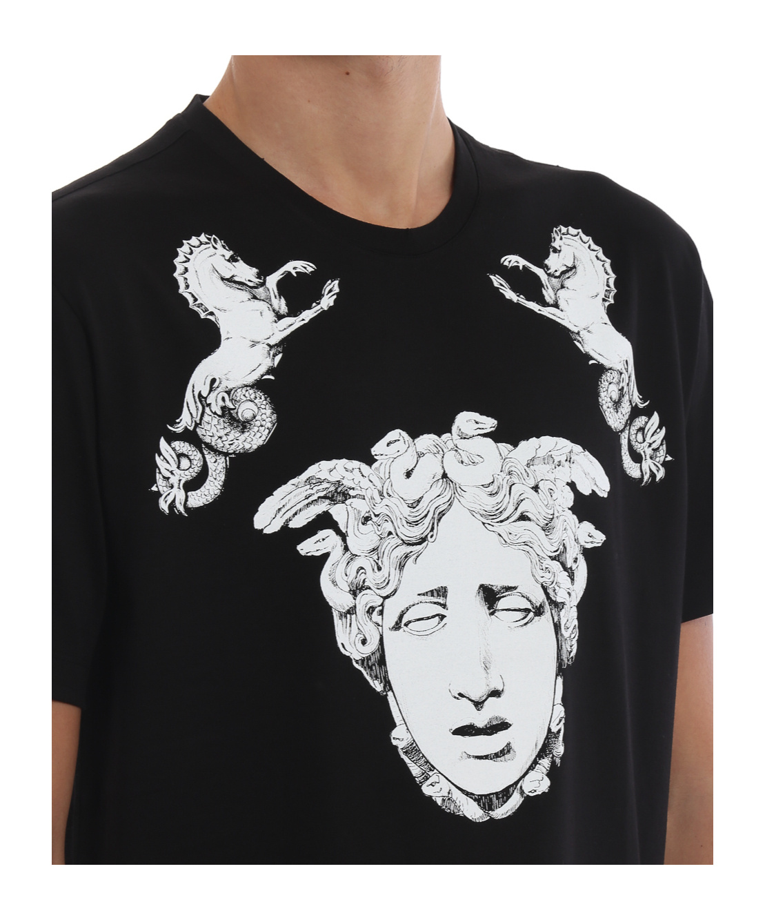 Versace Print T-shirt In Black