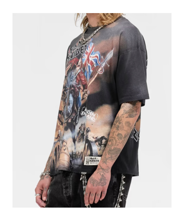 Represent X Iron Maiden Steed - Cotton Crew-neck T-shirt In Gray