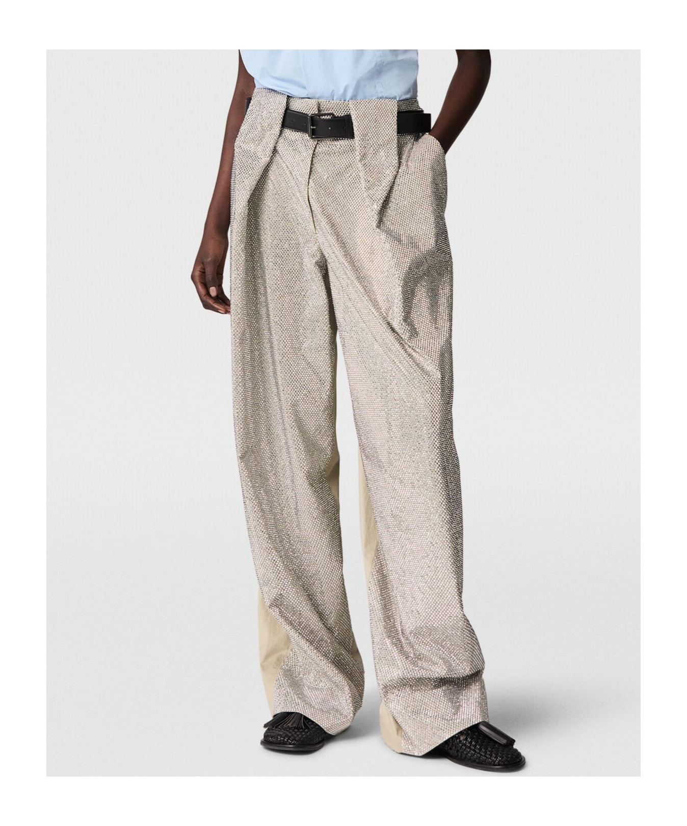 Stella Mccartney Crystal Hotfix Balloon Trouser In Silver