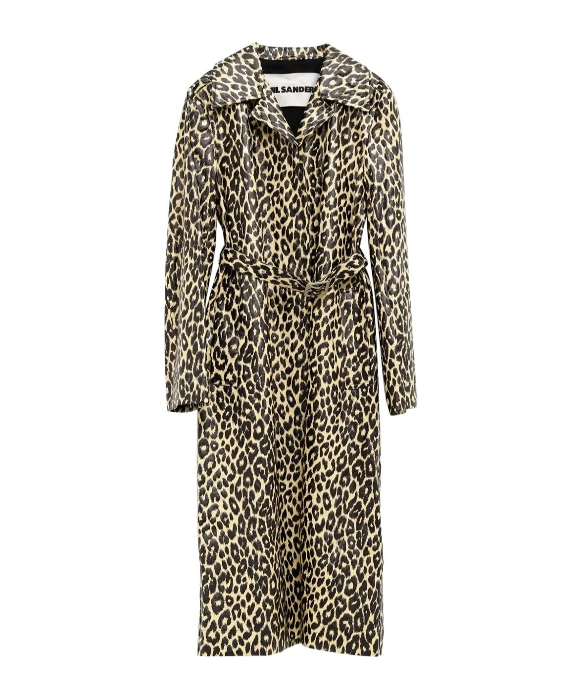 Jil Sander Leopard-print Belted Single-breasted Coat In Brown