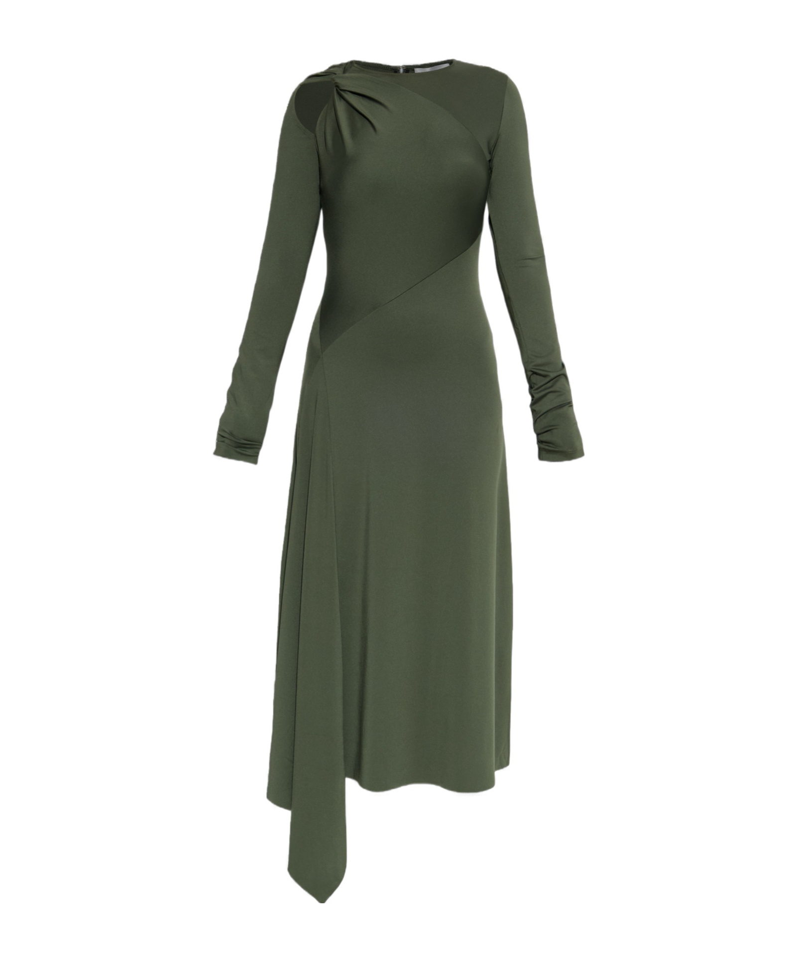 Victoria Beckham Womens Oregano Asymmetric Twist Stretch-woven Midi Dress In Green