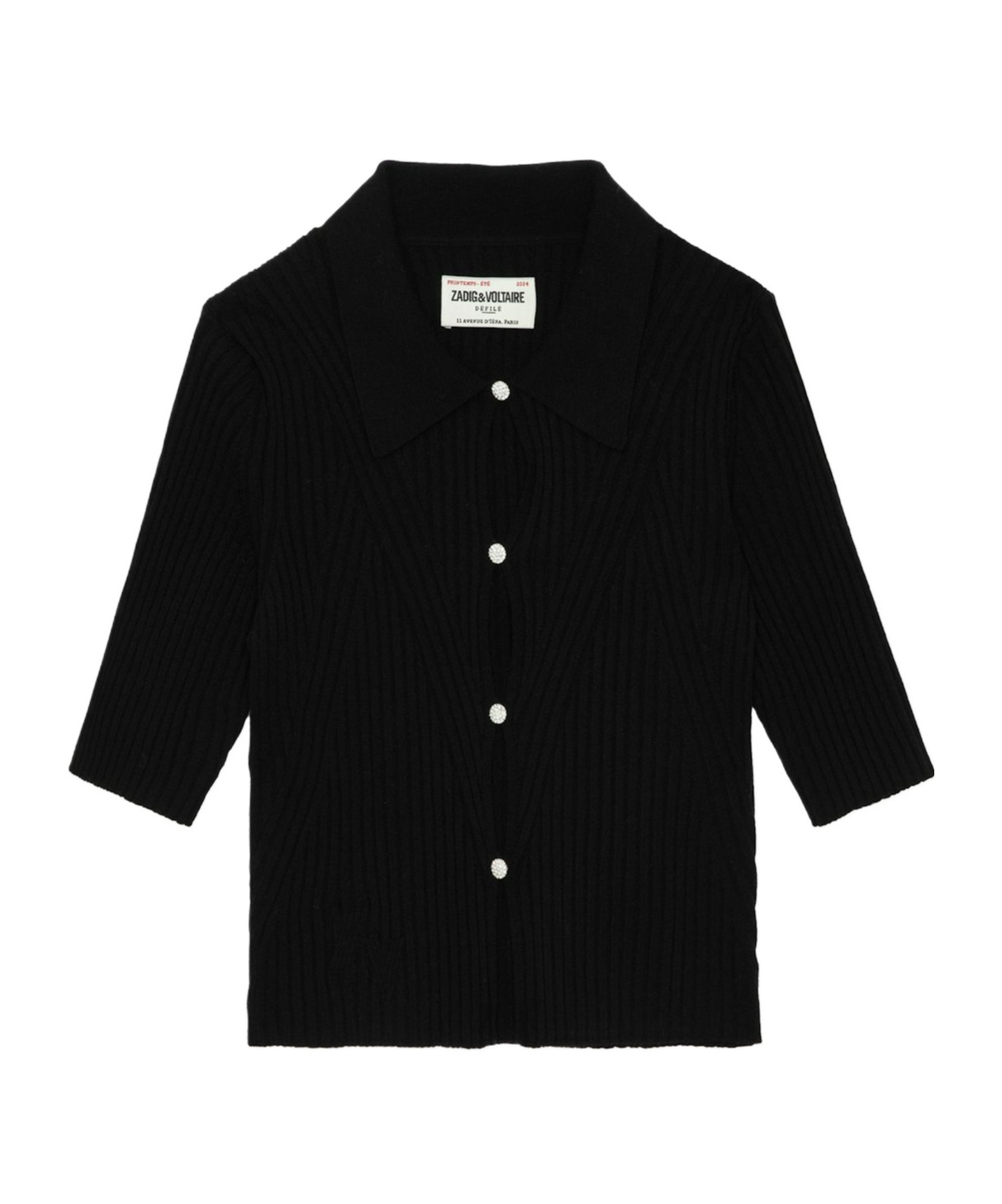 Zadig & Voltaire Lyam Short-sleeve Ribbed Cardigan In Black