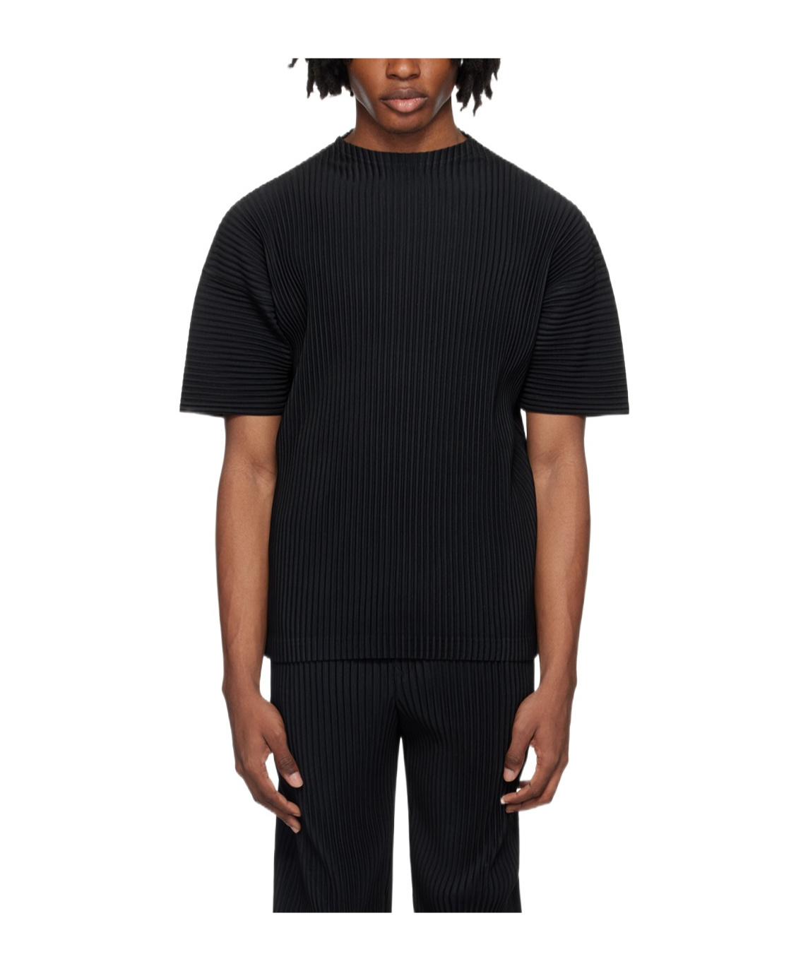 Issey Miyake Pleated Detail T-shirt In Black