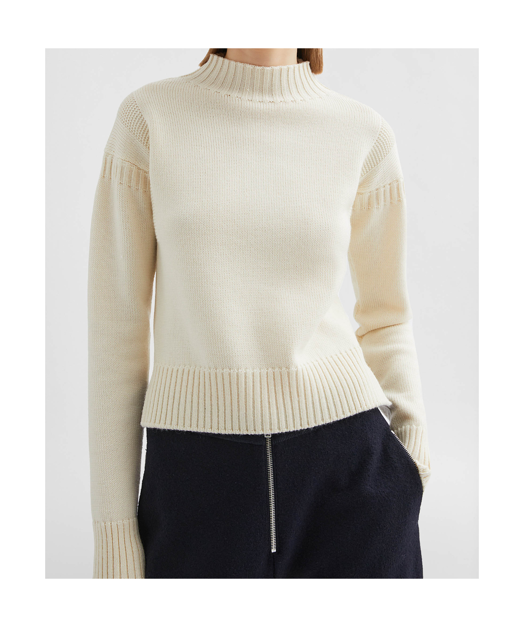 Jil Sander Wool Mock-neck Sweater In White