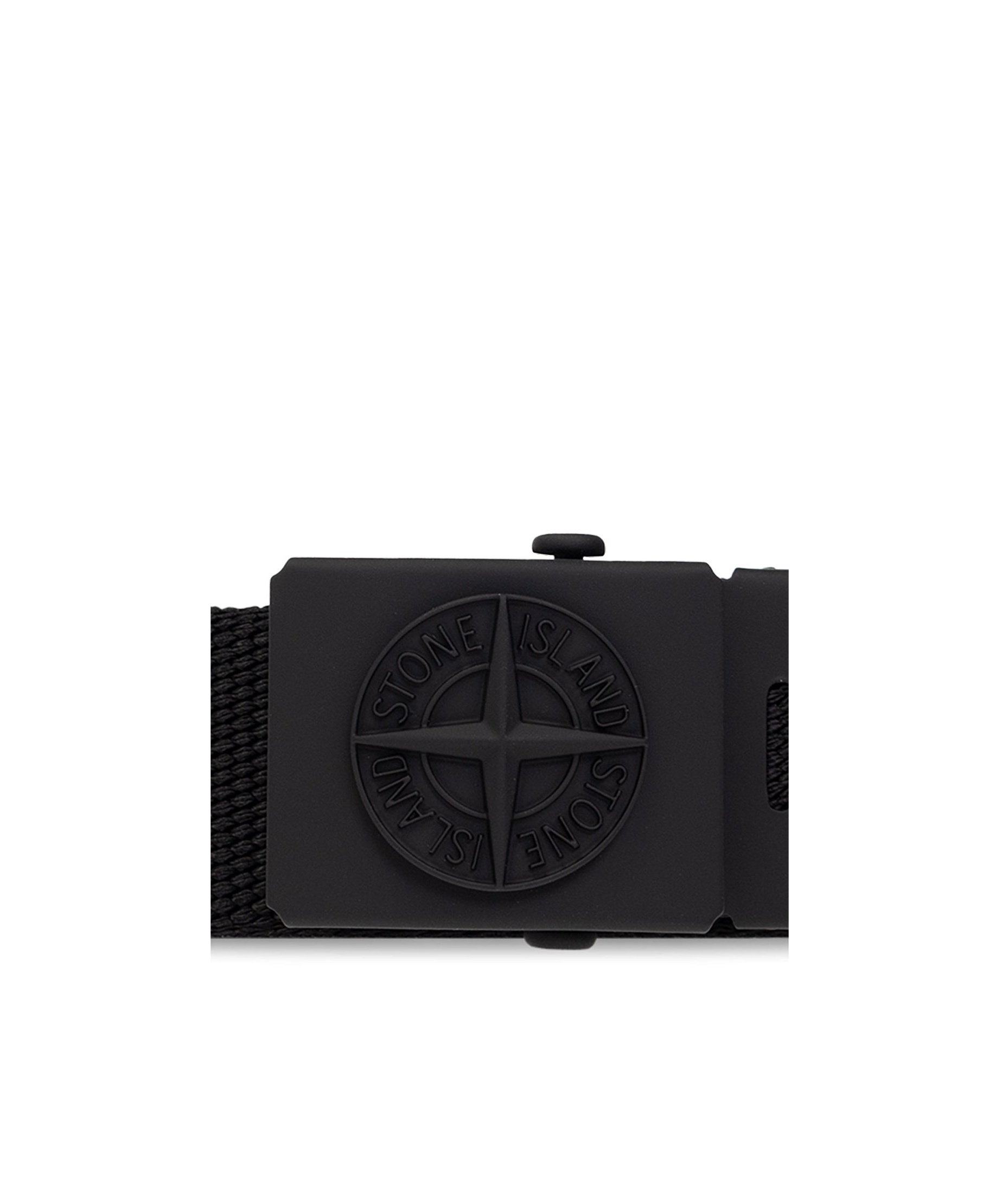 Stone Island Signature Compass-motif Belt In Black