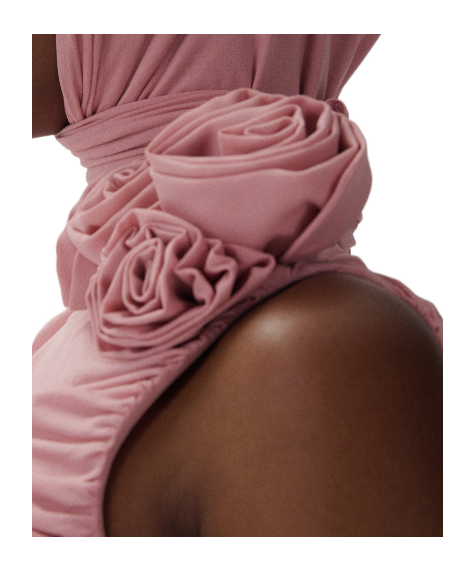 Magda Butrym Rosette Stretch-silk Maxi Dress In Pink