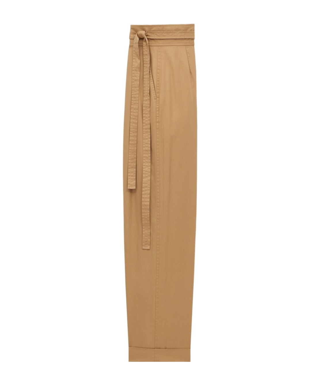 Saint Laurent Pleated Paper Bag Tie-waist Pants In Nude