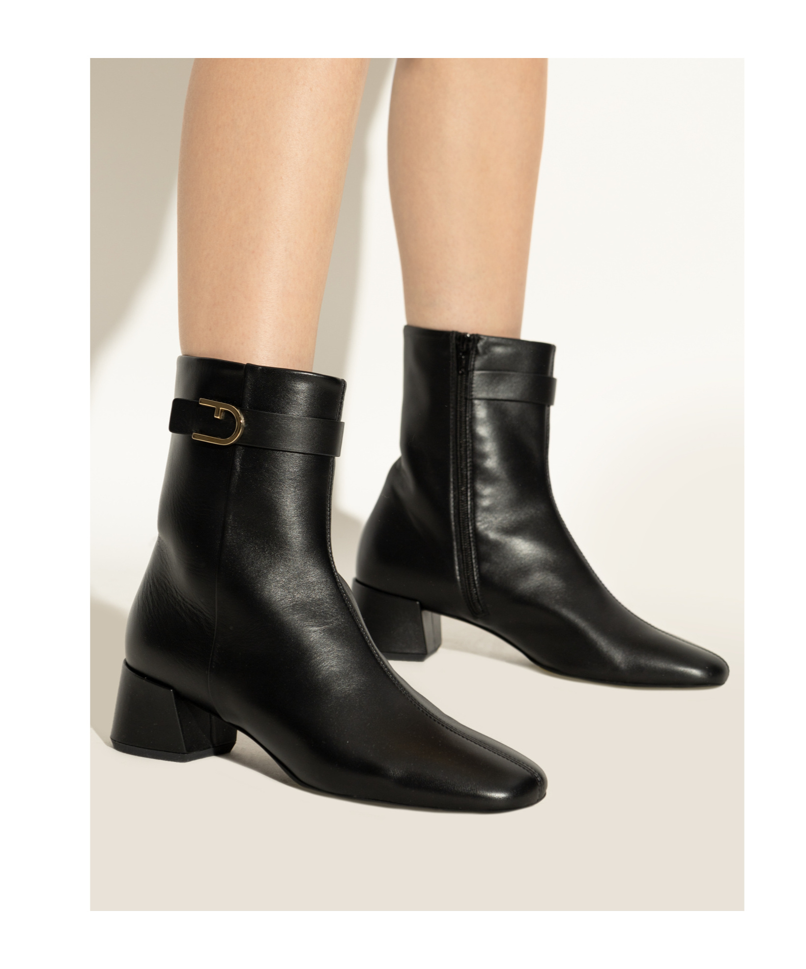 Furla Buckle-fastening Block-heel Boots In Black
