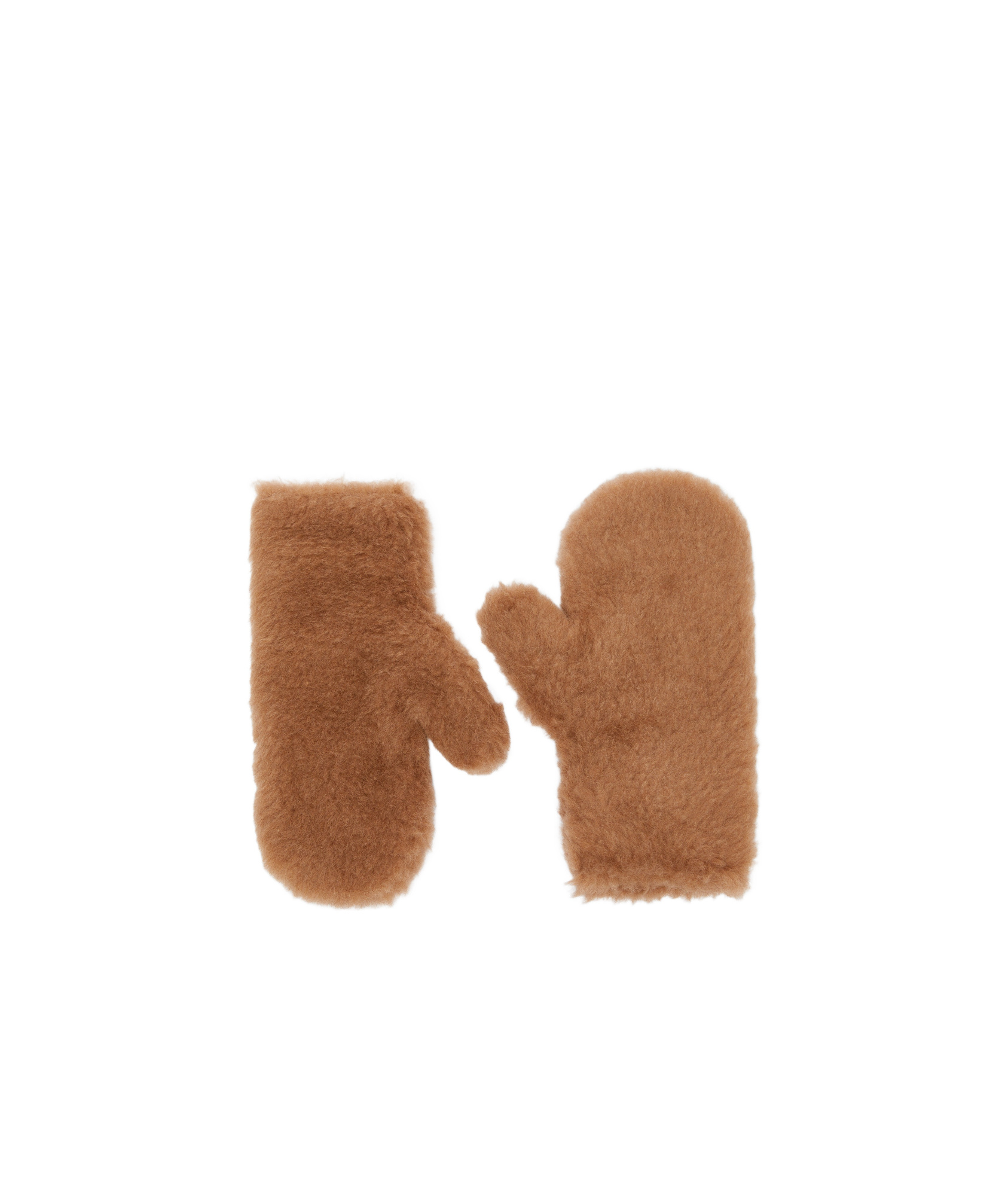 Max Mara Teddy Fabric Mittens In Brown