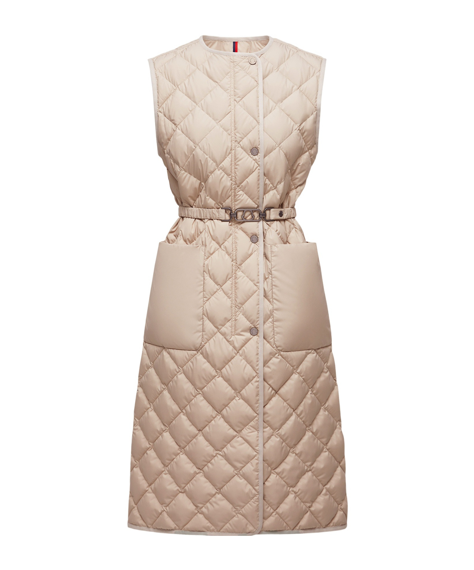 Moncler Butor Diamond-quilted Long Down Gilet In Neutral