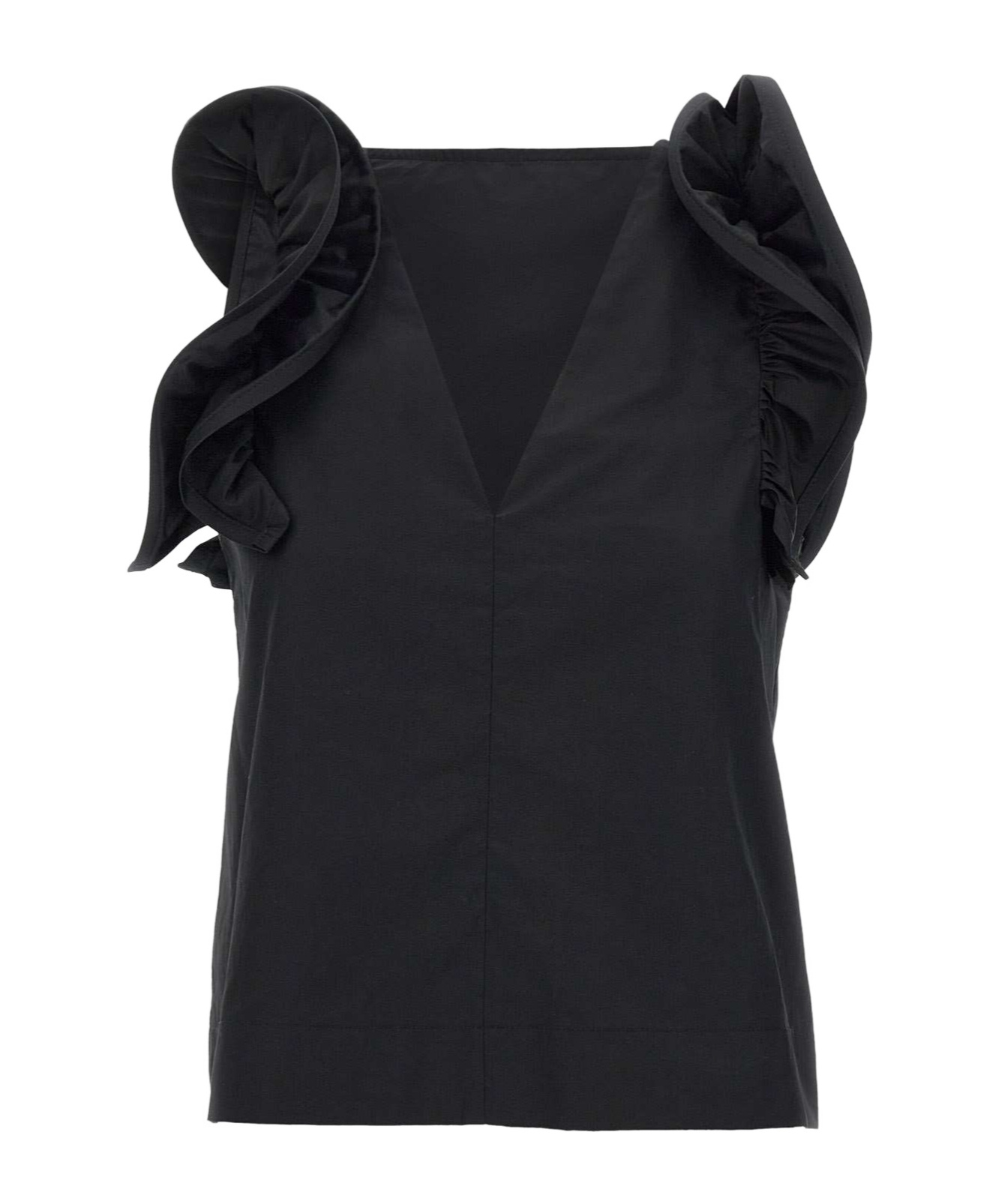 Kaos Ruffled-detail Top In Black