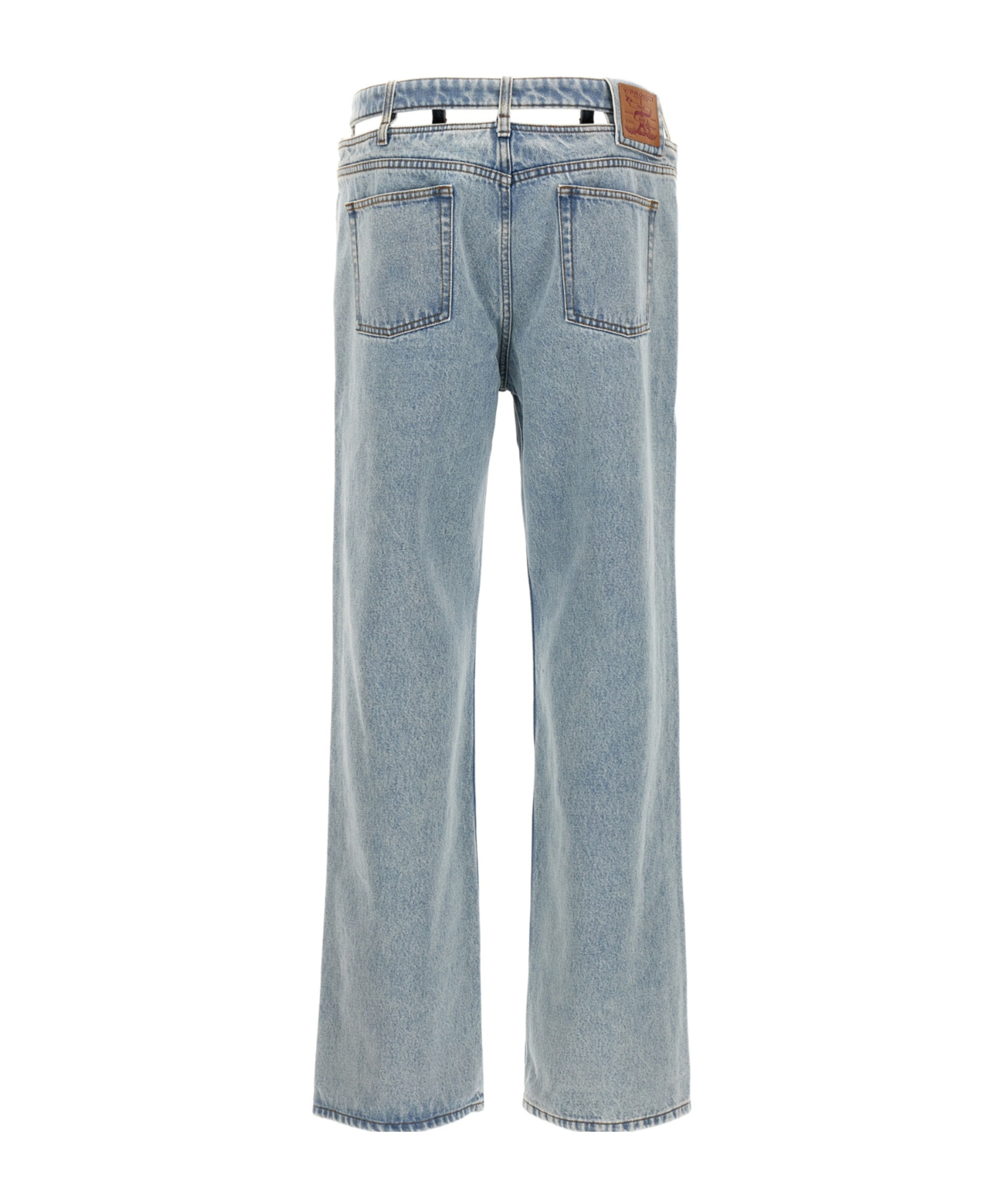 Y/project Blue Y Belt Jeans In Blue