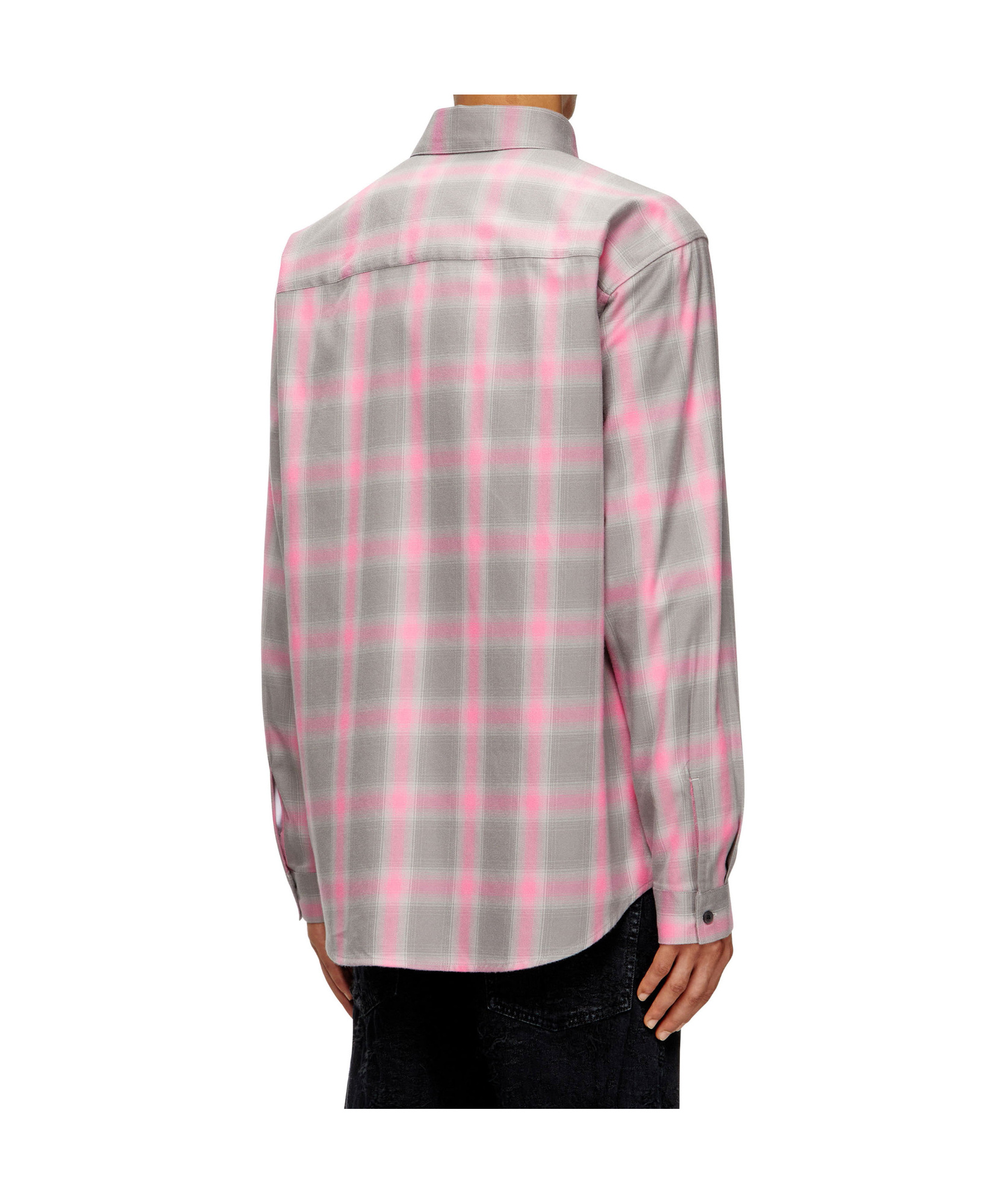 Diesel Men S-simply Check Cotton Blend Shirt In Gray