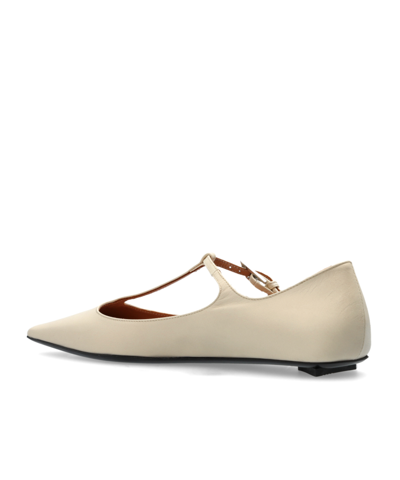 Attico Juno Ballerina Pointed Toe T-strap Flat In Neutral