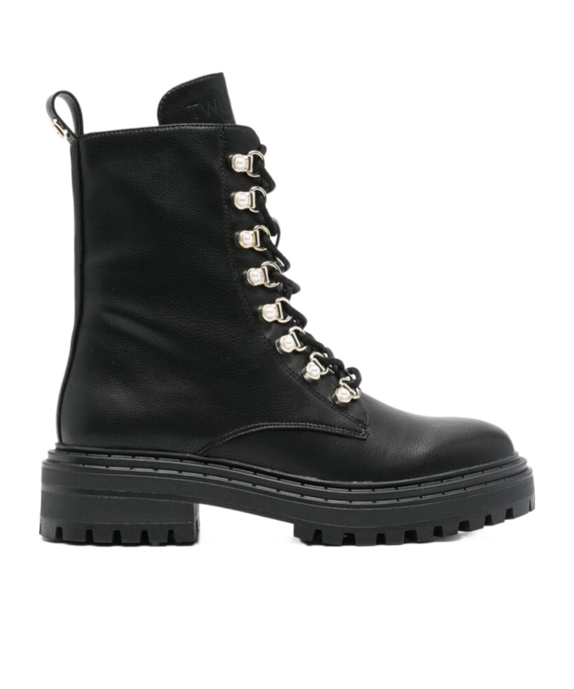 TWINSET EMBELLISHED LACE-UP BOOTS