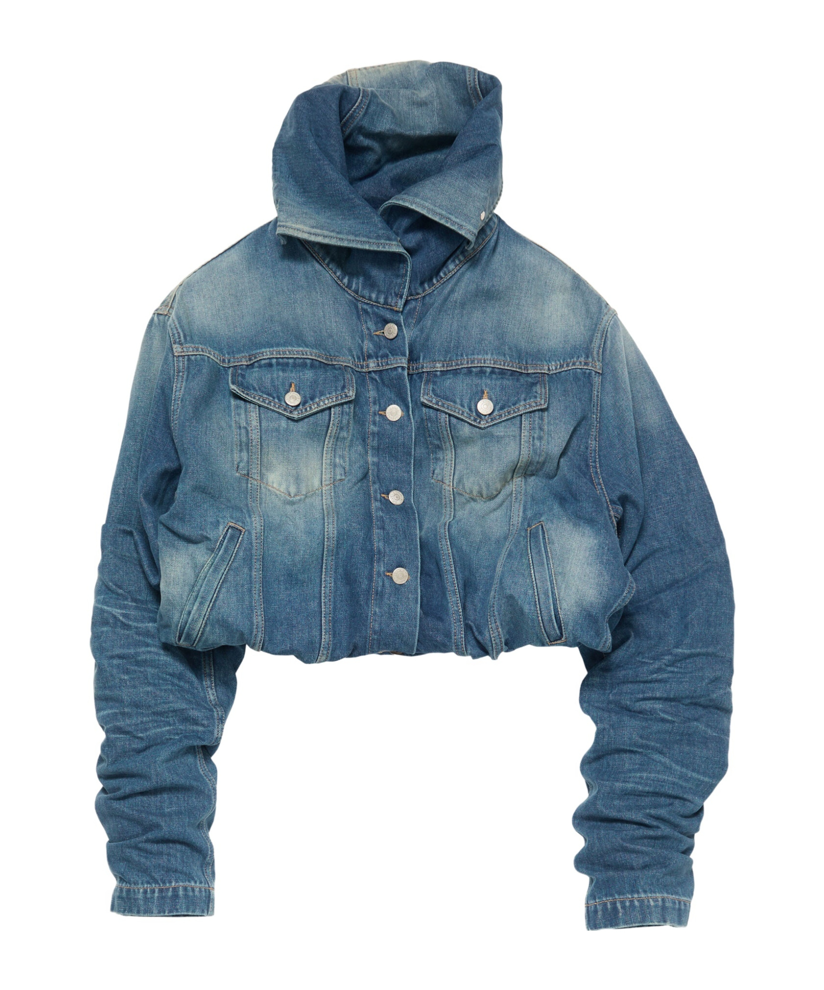 Acne Studios Hooded Denim Jacket In Blue